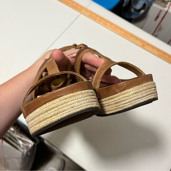 Olukai Hi’ona Leather Platform Sandals Wedges Shoes Brown Size 7 - Picture 7 of 9